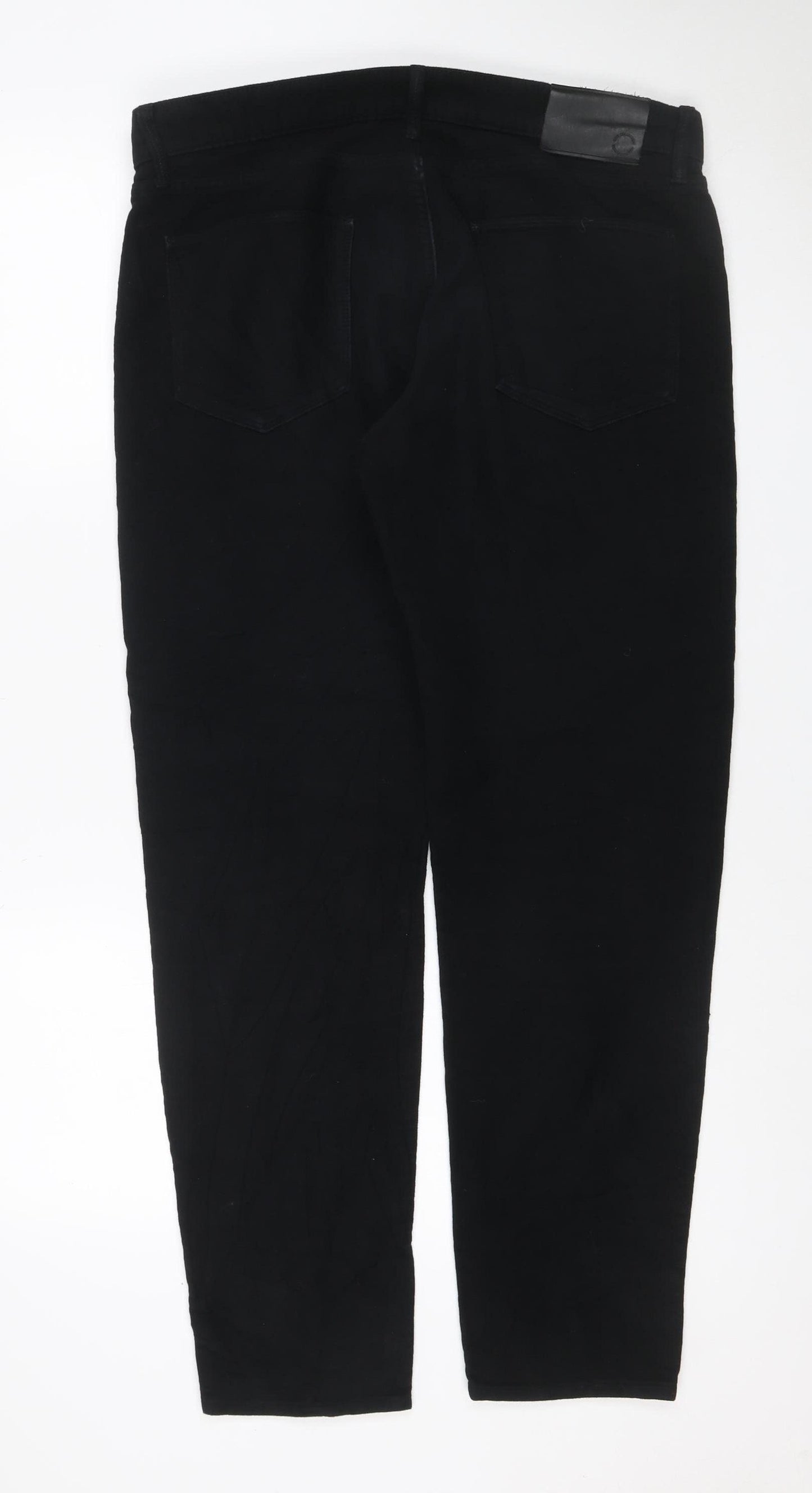 Marks & Spencer Men's Black 34/31 Slim Fit Cotton Trousers