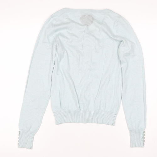 Soaked in Luxury Women Blue XS Heart Button Knit Cardigan