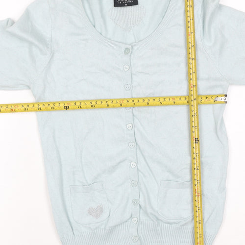 Soaked in Luxury Women Blue XS Heart Button Knit Cardigan