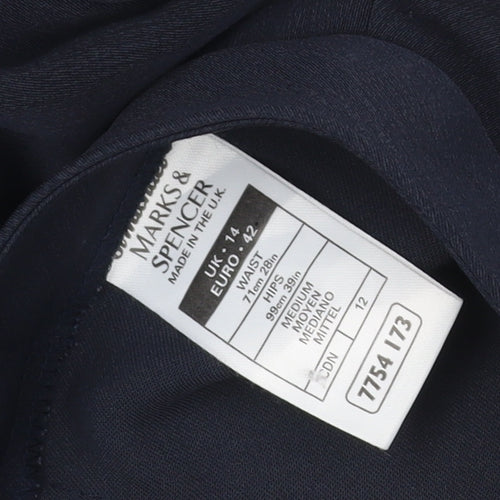 Marks & Spencer Women Navy UK 14 Straight Leg Tailored Trousers