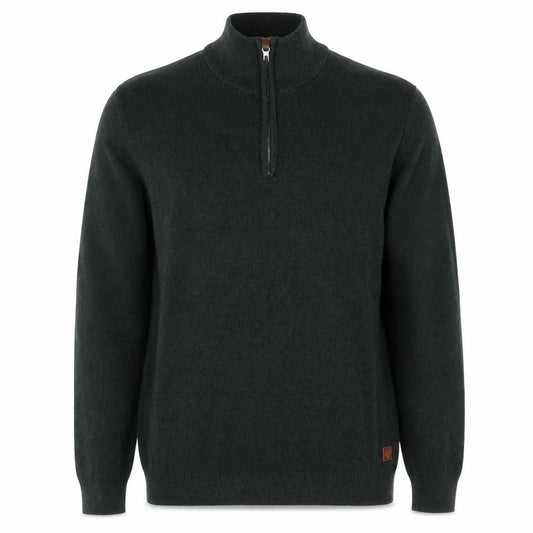 Next Mens Green L Quarter Zip High Neck Knit Jumper Classic