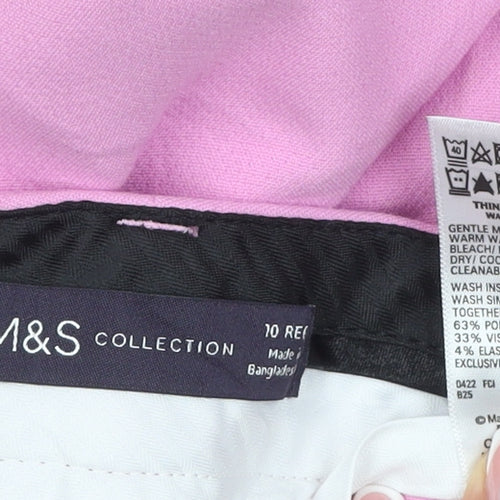 Marks & Spencer Women’s Pink UK 10 Regular Tailored Straight Trousers