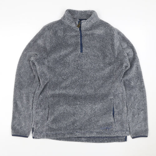 Weird Fish Women Grey Size 14 Henley 1/4 Zip Fleece Sweatshirt