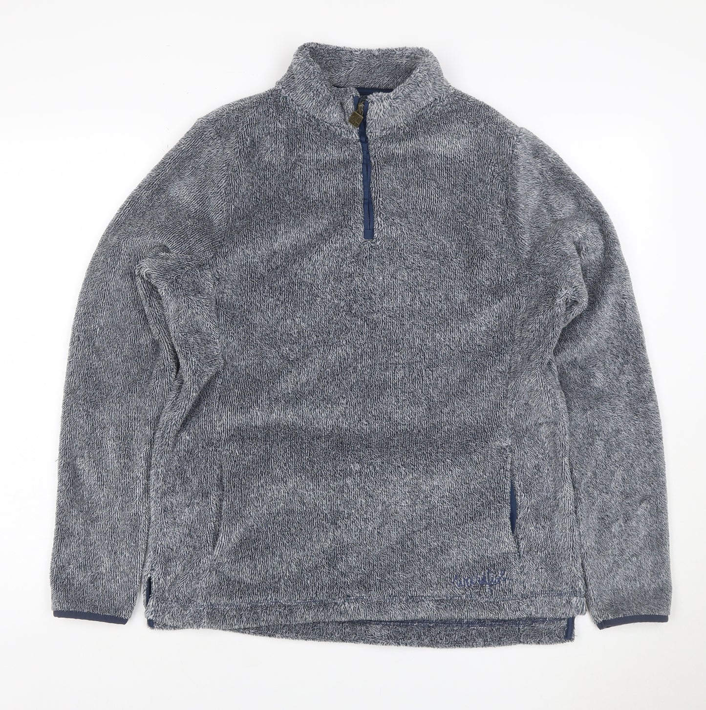 Weird Fish Women Grey Size 14 Henley 1/4 Zip Fleece Sweatshirt