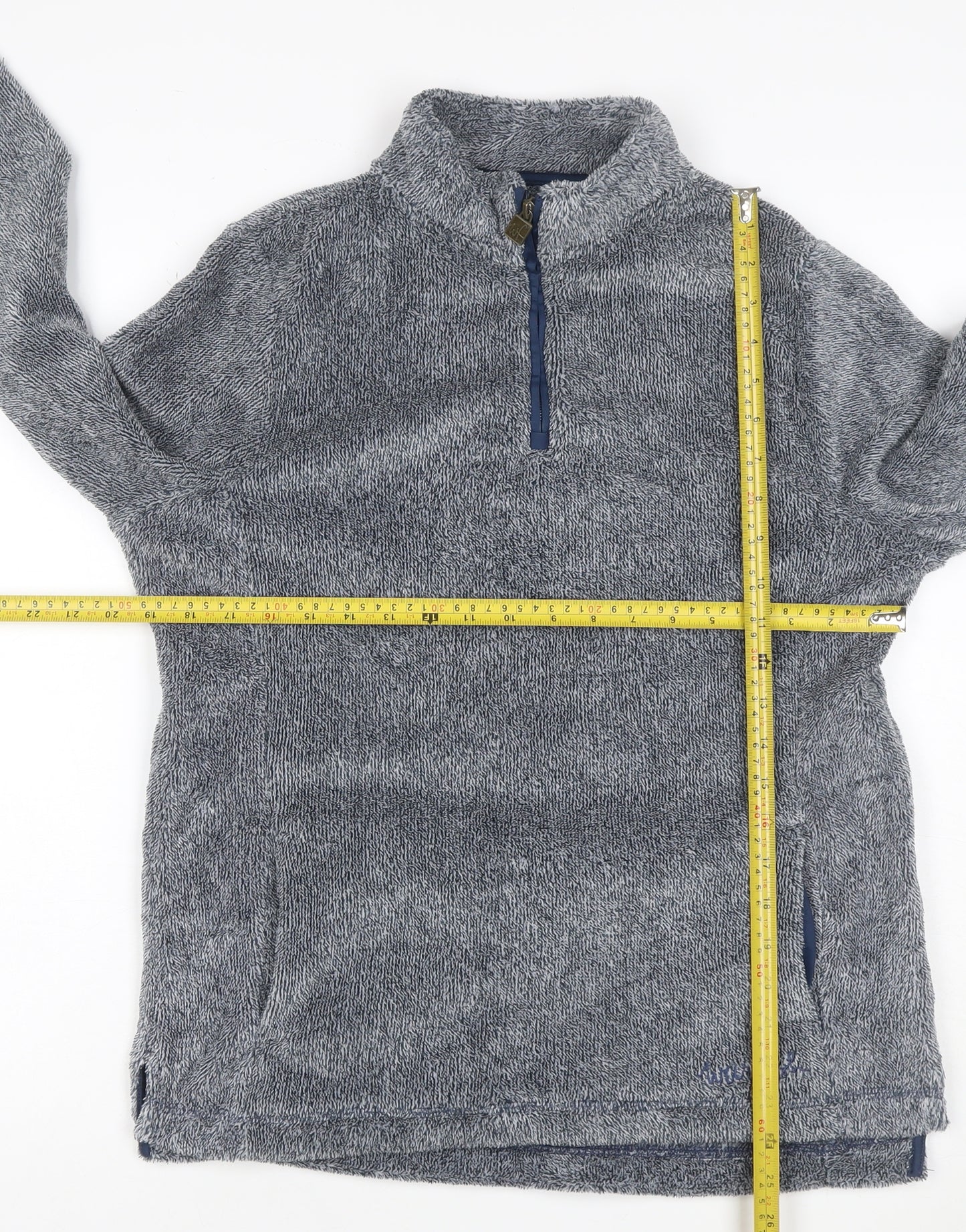 Weird Fish Women Grey Size 14 Henley 1/4 Zip Fleece Sweatshirt