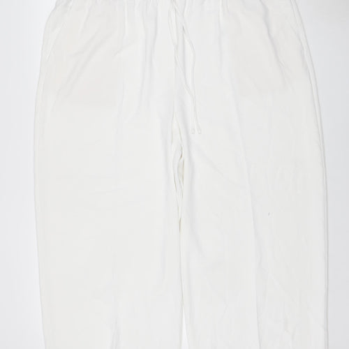 M&S Women’s White UK 22 Wide Leg Drawstring Trousers