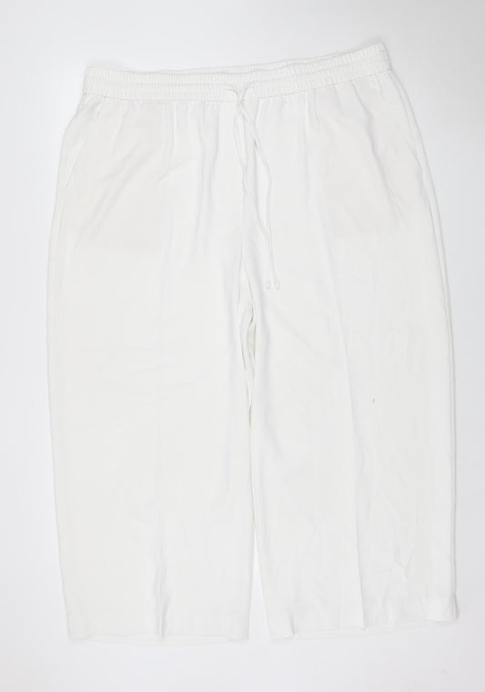 M&S Women’s White UK 22 Wide Leg Drawstring Trousers