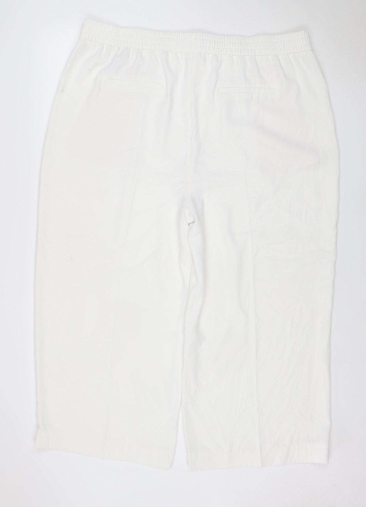 M&S Women’s White UK 22 Wide Leg Drawstring Trousers