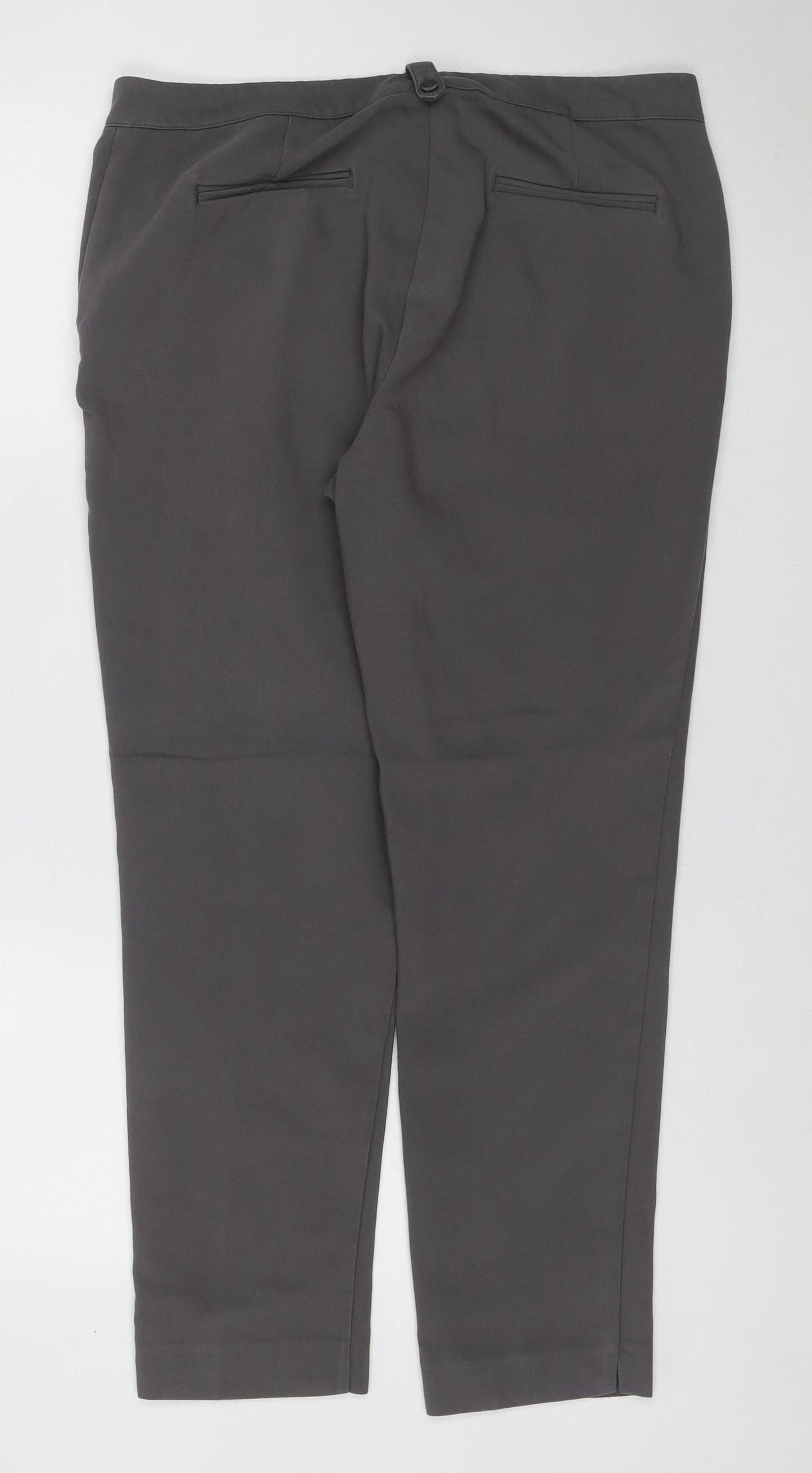 Laura Ashley Women Grey UK 14 Straight Leg Stretch Dress Trousers
