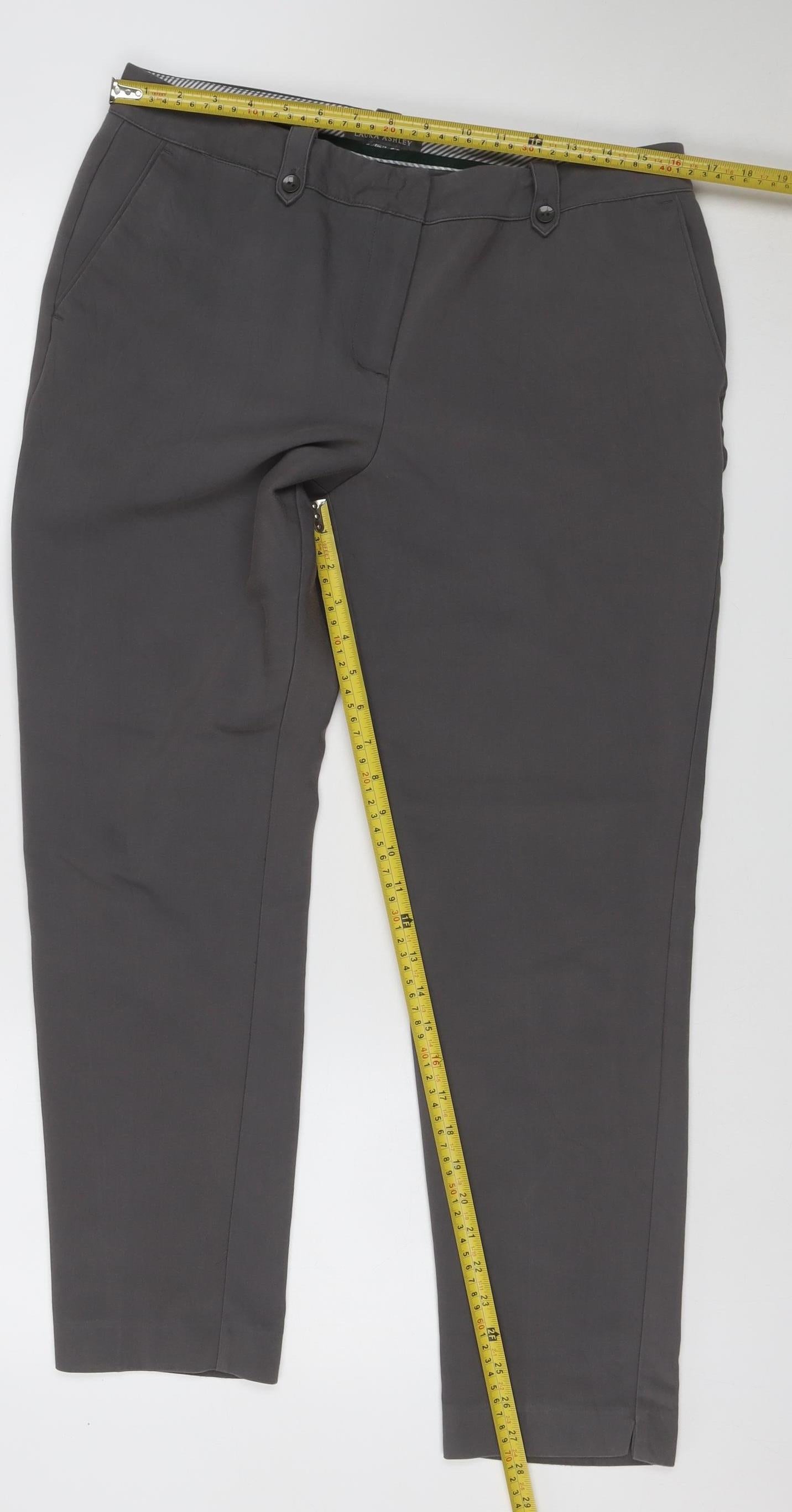 Laura Ashley Women Grey UK 14 Straight Leg Stretch Dress Trousers