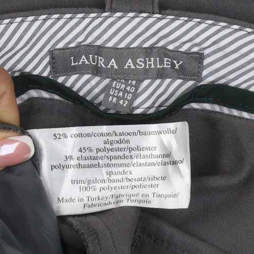 Laura Ashley Women Grey UK 14 Straight Leg Stretch Dress Trousers