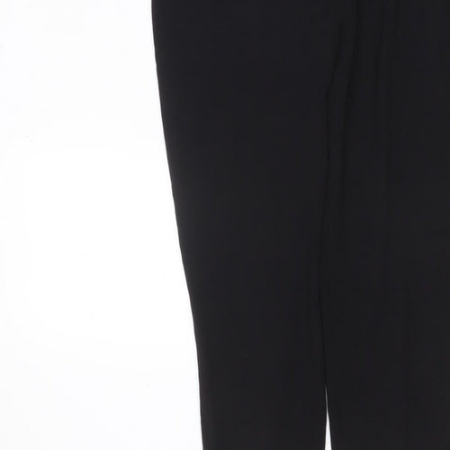 H&M Women Black UK 6 Long Sleeve V-Neck Tailored Straight Leg Jumpsuit