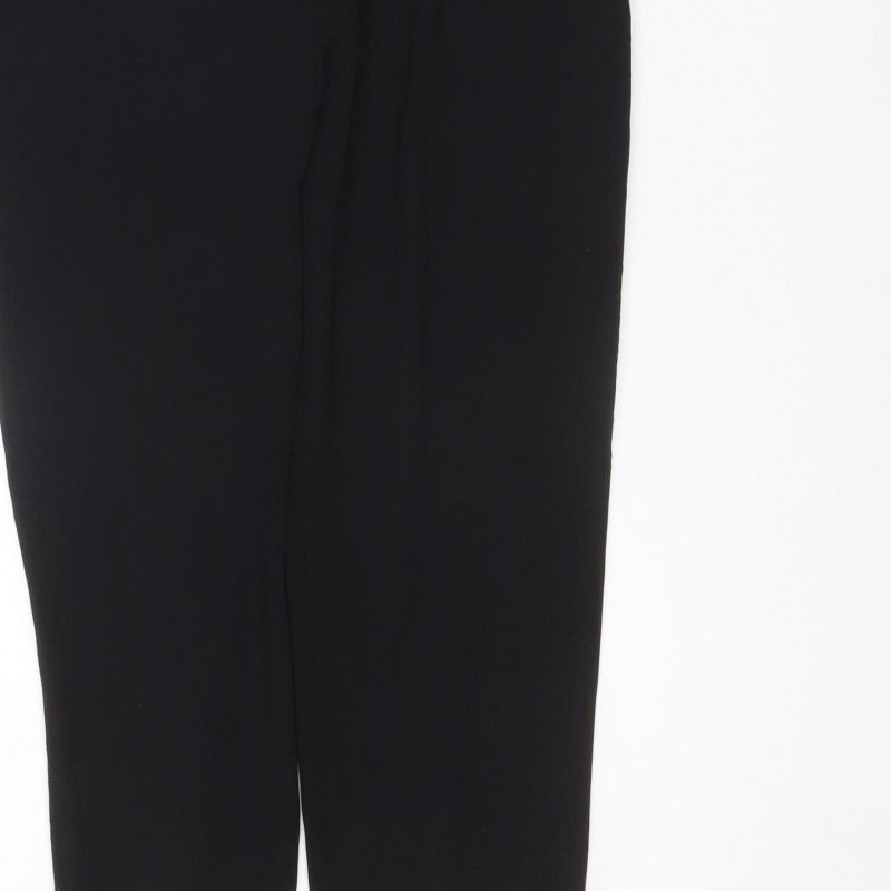 H&M Women Black UK 6 Long Sleeve V-Neck Tailored Straight Leg Jumpsuit