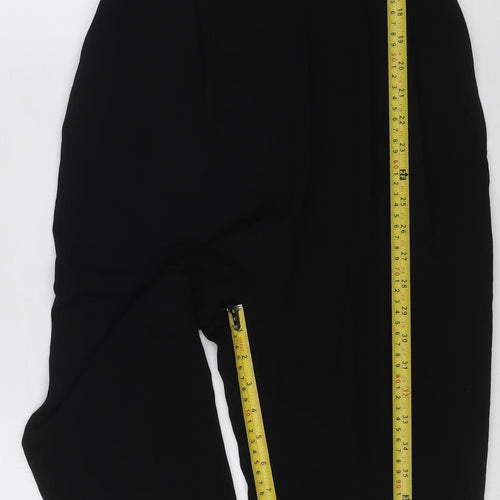 H&M Women Black UK 6 Long Sleeve V-Neck Tailored Straight Leg Jumpsuit