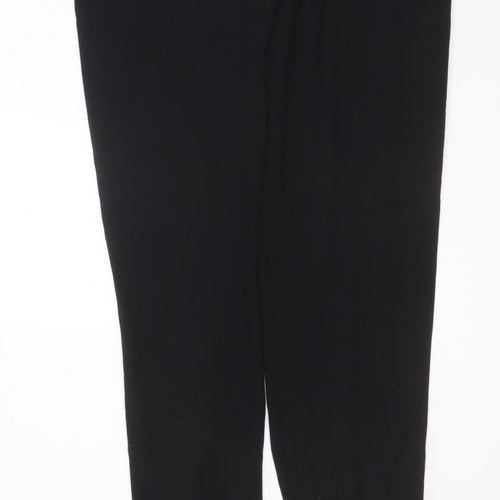 H&M Women Black UK 6 Long Sleeve V-Neck Tailored Straight Leg Jumpsuit
