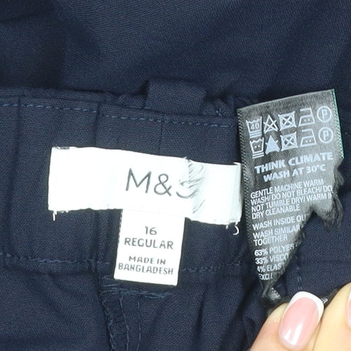 Marks and Spencer Women's Navy Blue UK 16 Regular Straight Dress Trousers