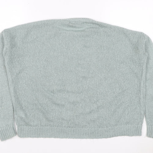 New Look Women Green Size S Chunky Knit Crew Neck Raglan Jumper