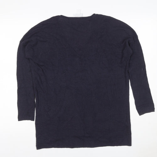 White Label The White Company Women Navy S V-Neck Knit Tunic Top