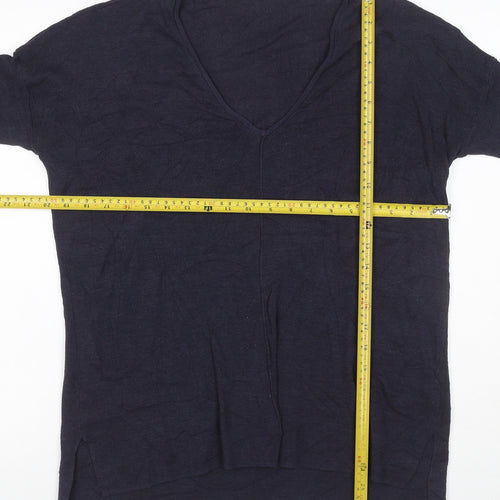White Label The White Company Women Navy S V-Neck Knit Tunic Top