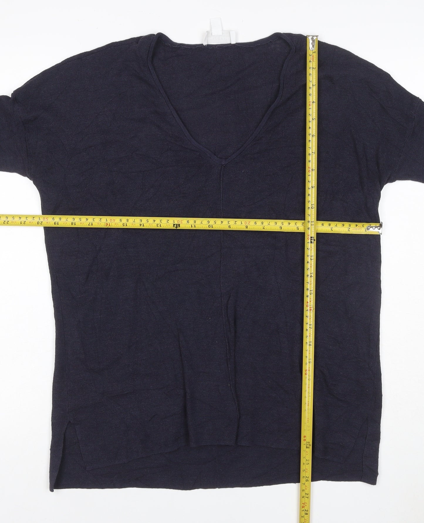 White Label The White Company Women Navy S V-Neck Knit Tunic Top