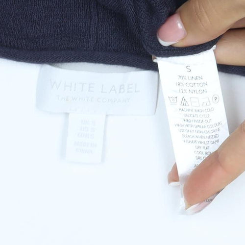 White Label The White Company Women Navy S V-Neck Knit Tunic Top