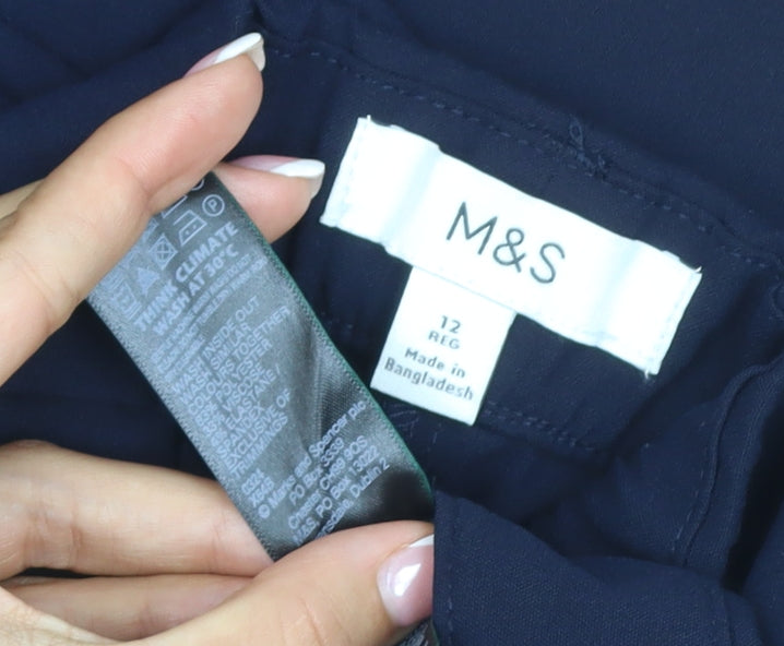 Marks & Spencer Women’s Navy Blue UK 12 Straight Leg Work Trousers