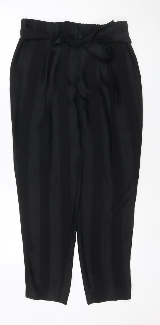 River Island Women Black UK 10 Tie Waist Wide-Leg Trousers