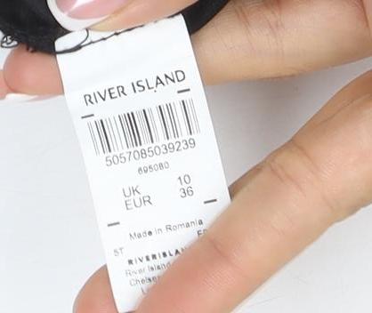 River Island Women Black UK 10 Tie Waist Wide-Leg Trousers