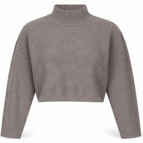 New Look Women’s Grey S Ribbed High Neck Cropped Knit Jumper