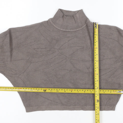 New Look Women’s Grey S Ribbed High Neck Cropped Knit Jumper