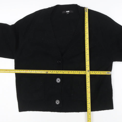 UNIQLO Women Black XS 100% Cashmere V-Neck Button Cardigan