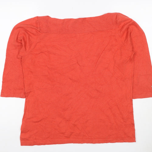 Next Women Orange UK 18 Cotton Cashmere Boat Neck 3/4 Sleeve Jumper