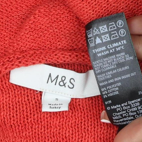 Marks and Spencer Women Red Size S Knit Round Neck Pullover Jumper