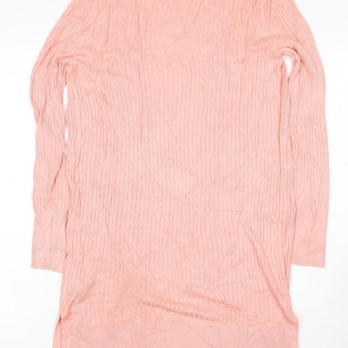 Oasis Women’s Pink S Ribbed Viscose Knit Long Sleeve Pullover Jumper