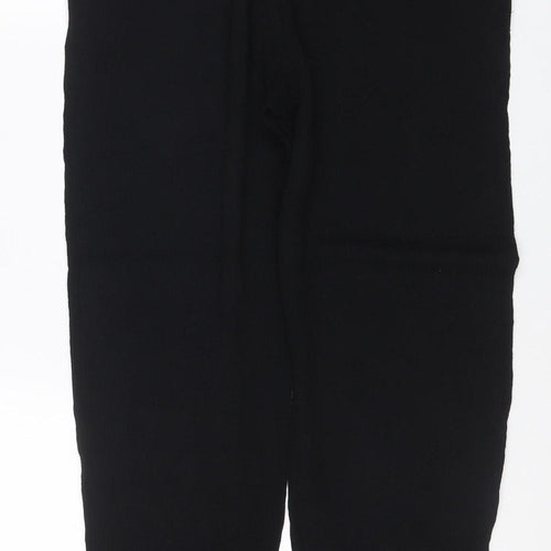 Marks & Spencer Women Black Size 16 Wide Leg Linen Viscose Trousers