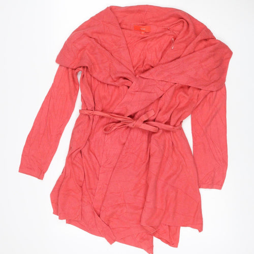 Next Women's Pink UK 16 Belted Wrap Cardigan Cashmere Blend Long Sleeve