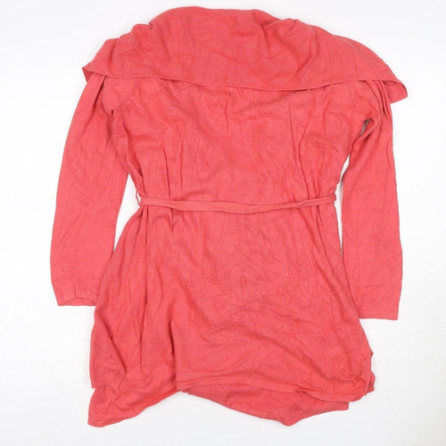 Next Women's Pink UK 16 Belted Wrap Cardigan Cashmere Blend Long Sleeve