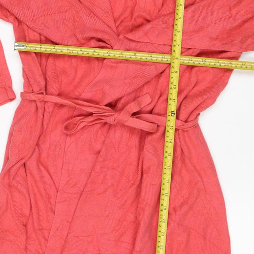 Next Women's Pink UK 16 Belted Wrap Cardigan Cashmere Blend Long Sleeve