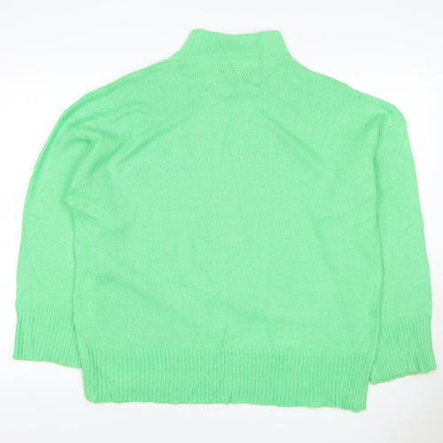Missguided Women Green UK 6 Acrylic Knit Mock Neck Pullover Jumper