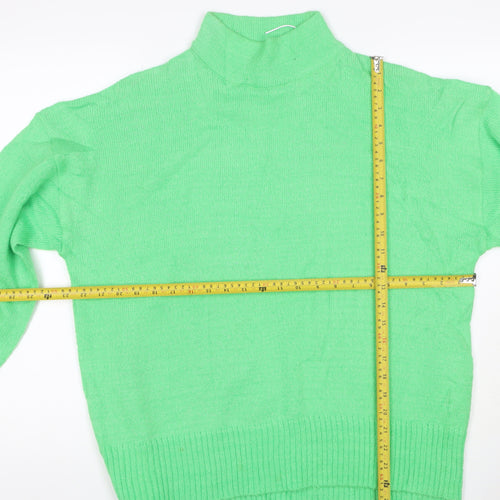 Missguided Women Green UK 6 Acrylic Knit Mock Neck Pullover Jumper