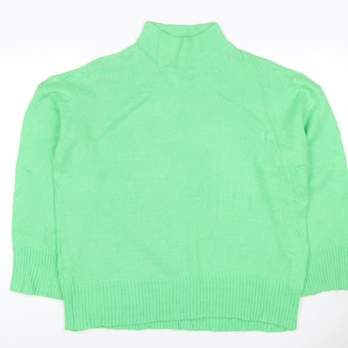 Missguided Women Green UK 6 Acrylic Knit Mock Neck Pullover Jumper