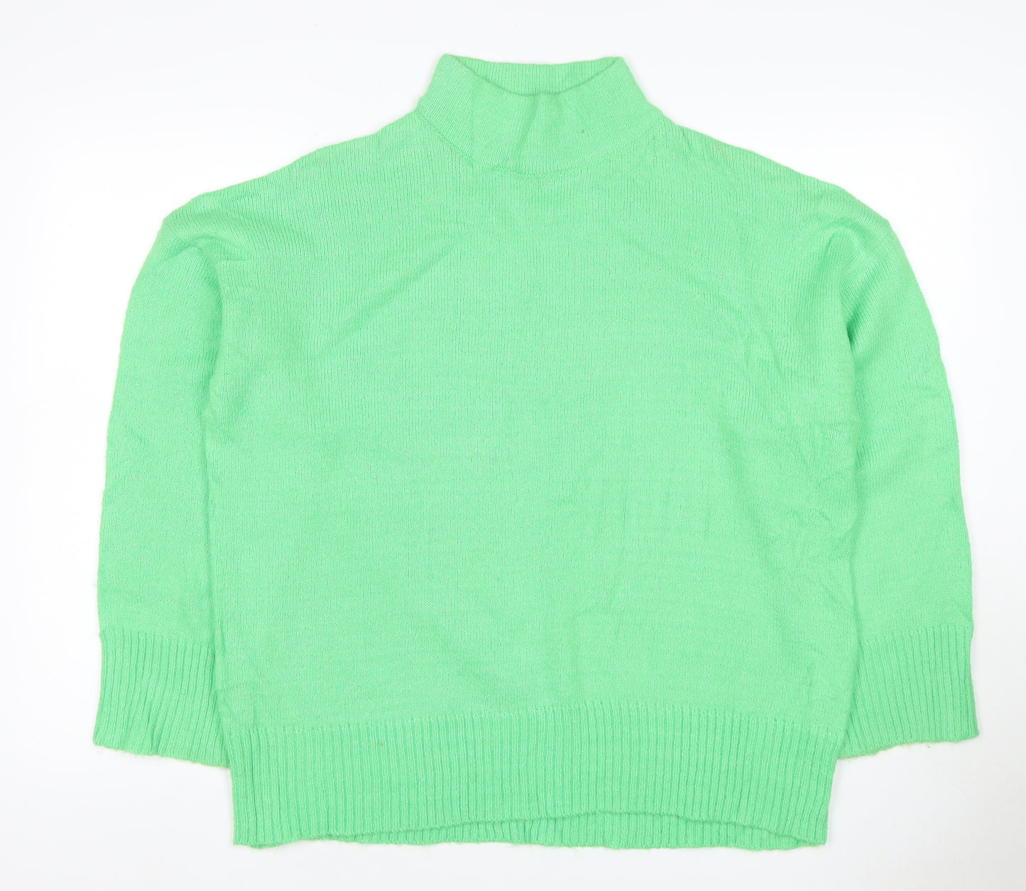 Missguided Women Green UK 6 Acrylic Knit Mock Neck Pullover Jumper