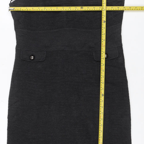C & Orkan Women's Black UK 8 Sleeveless Knee Length Sheath Dress