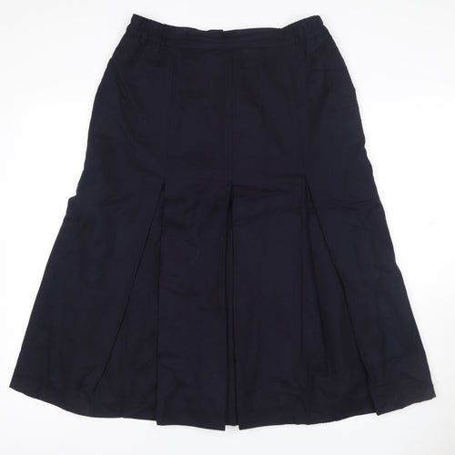 Ballucci Women Black UK 18 Wool Pleated Flare Knee Length Skirt