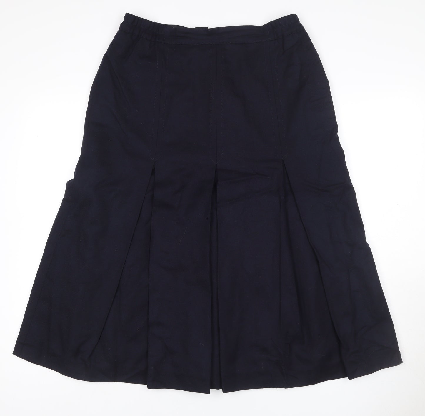 Ballucci Women Black UK 18 Wool Pleated Flare Knee Length Skirt