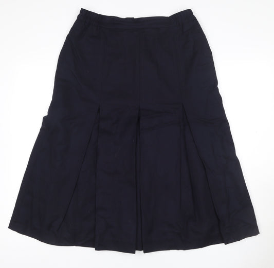 Ballucci Women Black UK 18 Wool Pleated Flare Knee Length Skirt