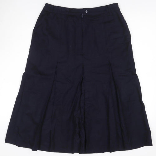 Ballucci Women Black UK 18 Wool Pleated Flare Knee Length Skirt