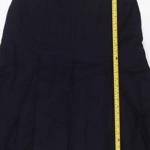 Ballucci Women Black UK 18 Wool Pleated Flare Knee Length Skirt