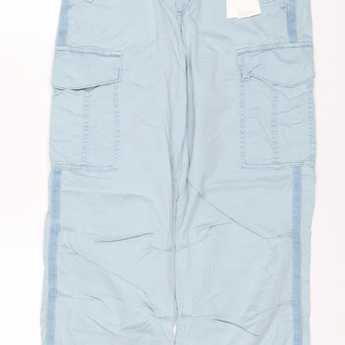 Marks & Spencer Women Blue Size 8 Long Cargo Cropped Trousers