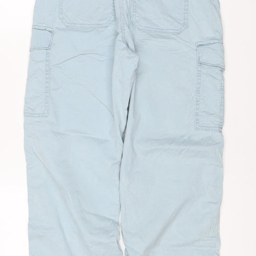 Marks & Spencer Women Blue Size 8 Long Cargo Cropped Trousers